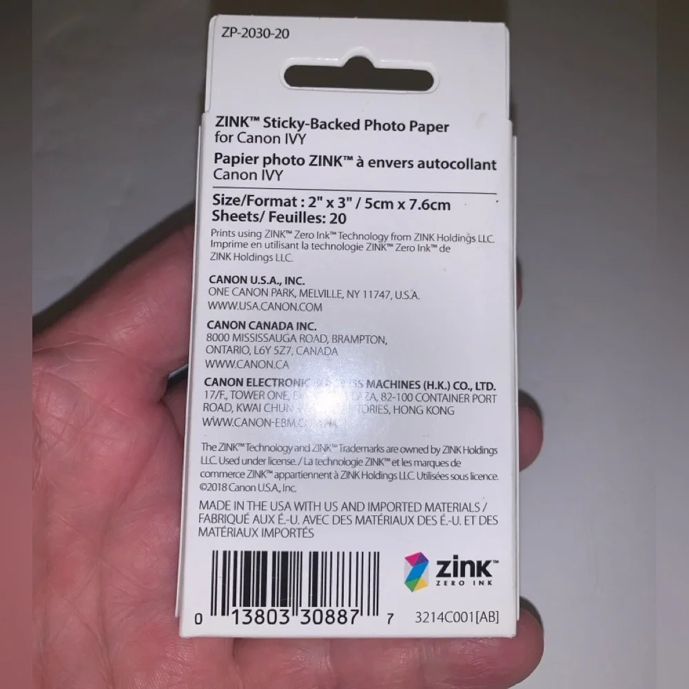 Canon Zink 2x3 Glossy Photo Paper - 20 Sheets - Brand New & Sealed!